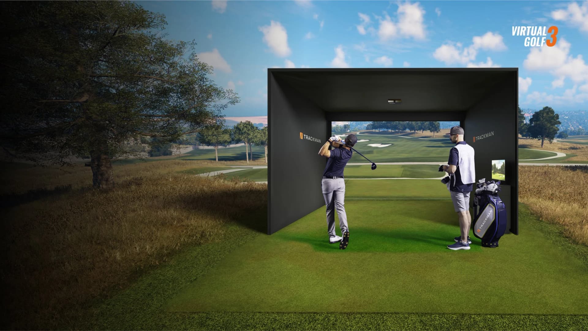 Virtual Golf 3 photorealistic course landscape rendered on TrackMan simulator